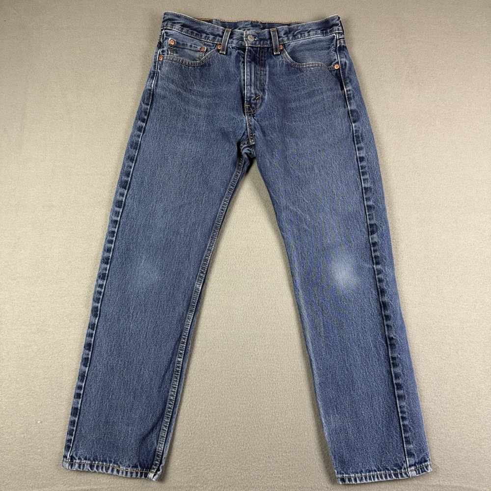 Levi's 505 Jeans Mens Size 32x28*‎ Blue Dark Wash Blue Denim Straight Leg STAINS